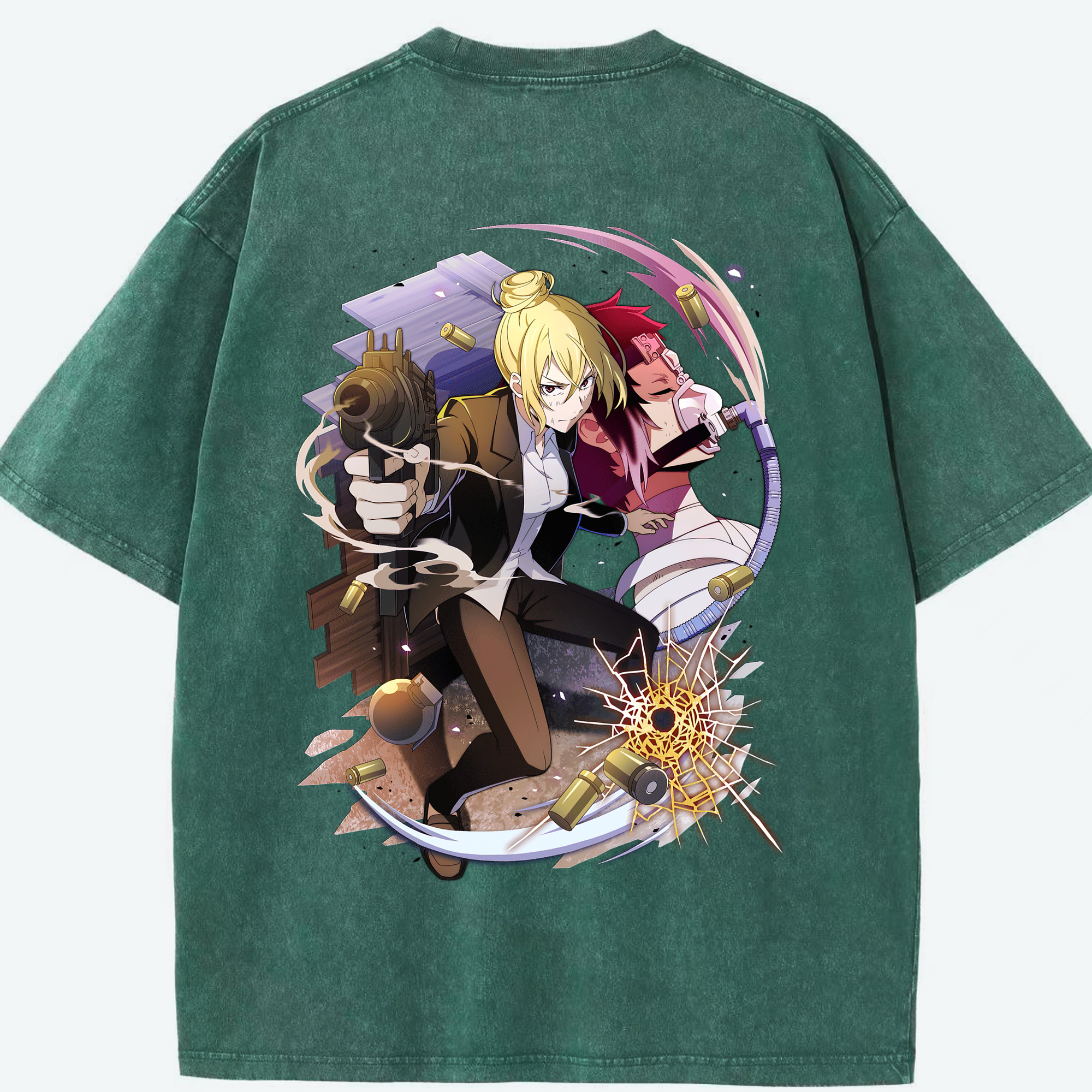 （画像用） 文豪ストレイドッグス Bungo Stray Dogs 綿100% ヴィンテージ風 半袖Tシャツ（背面プリント）